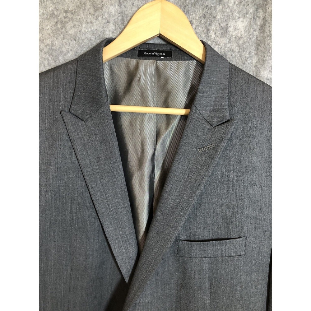 Egara Blazer Mens 46L Gray 100% Wool Suit Coat Jacket Office Business Casual